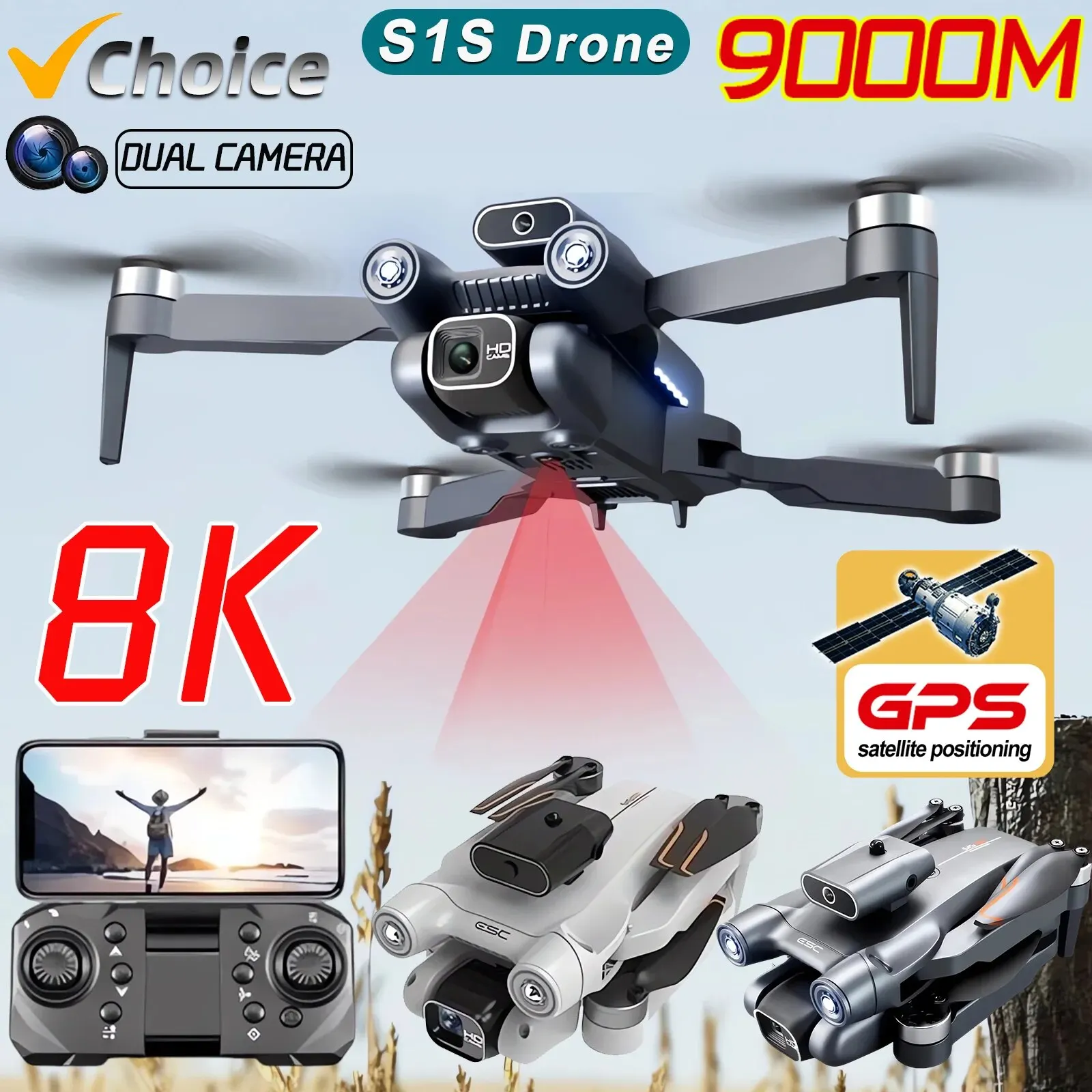 New S1S 5G GPS Drone Camera 8K - Drone Kit Professional ulasan dan harga