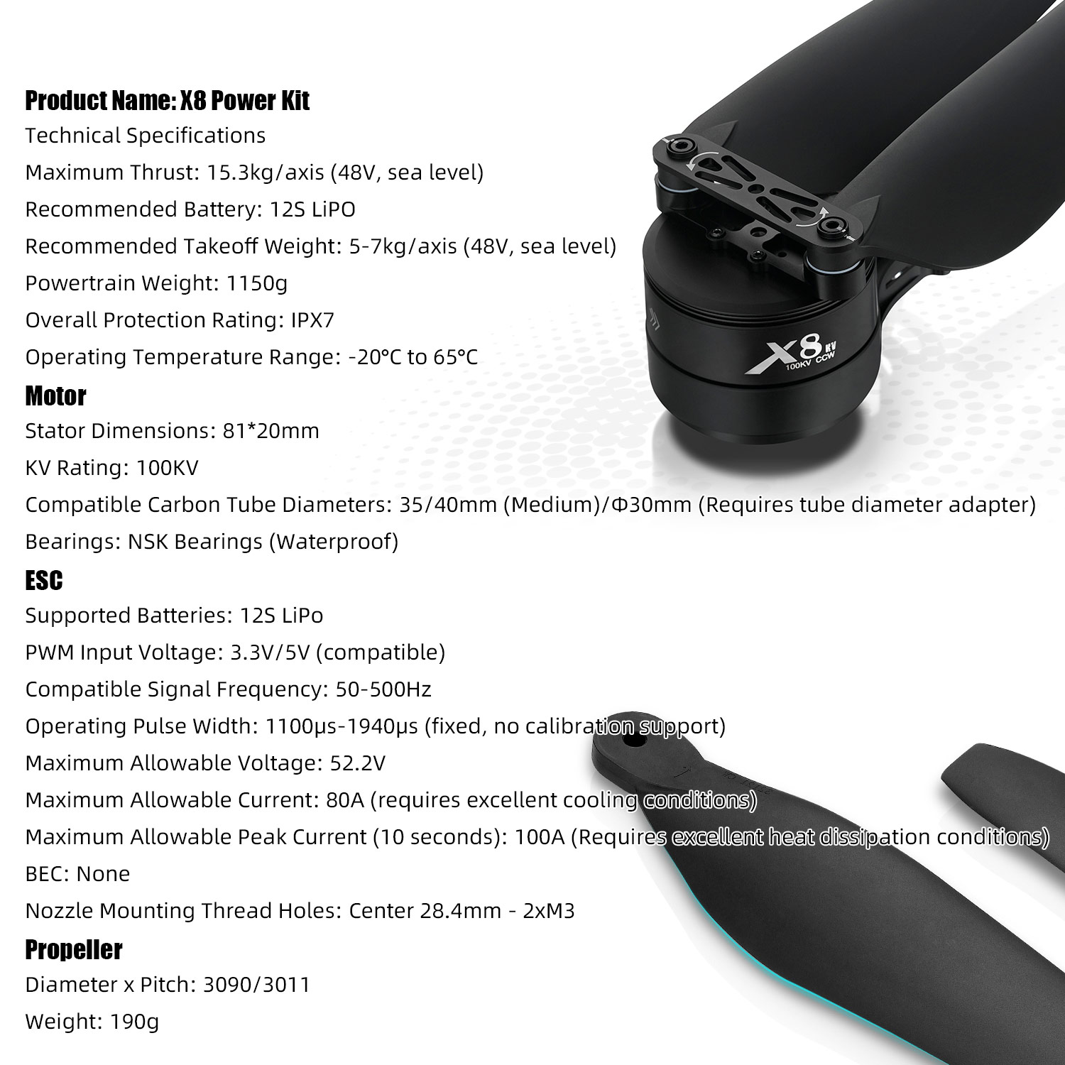 X8 Power System Kit: 100KV Mot - Drone Kit Heavy Lift ulasan dan harga